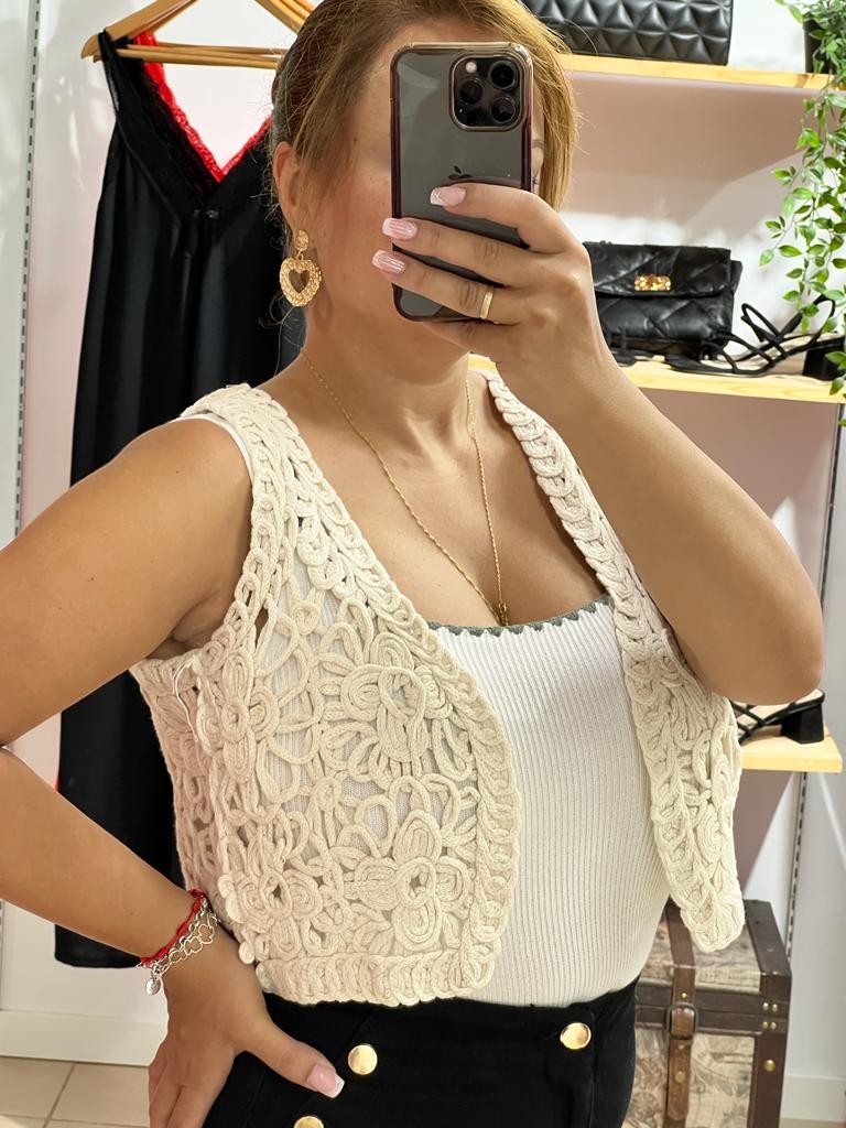 Chaleco Crochet Beige