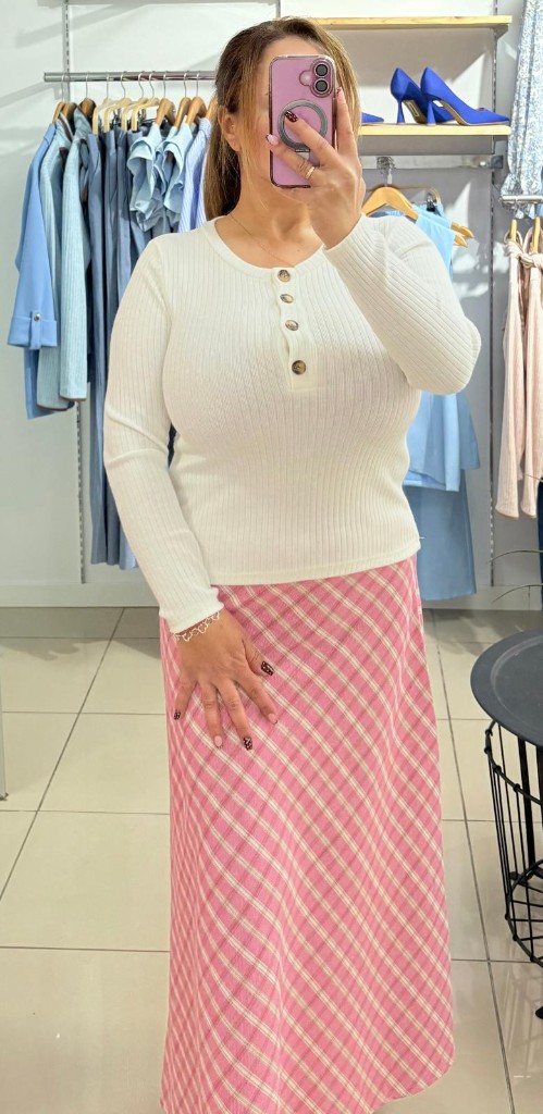 Suéter Punto Botones Crudo